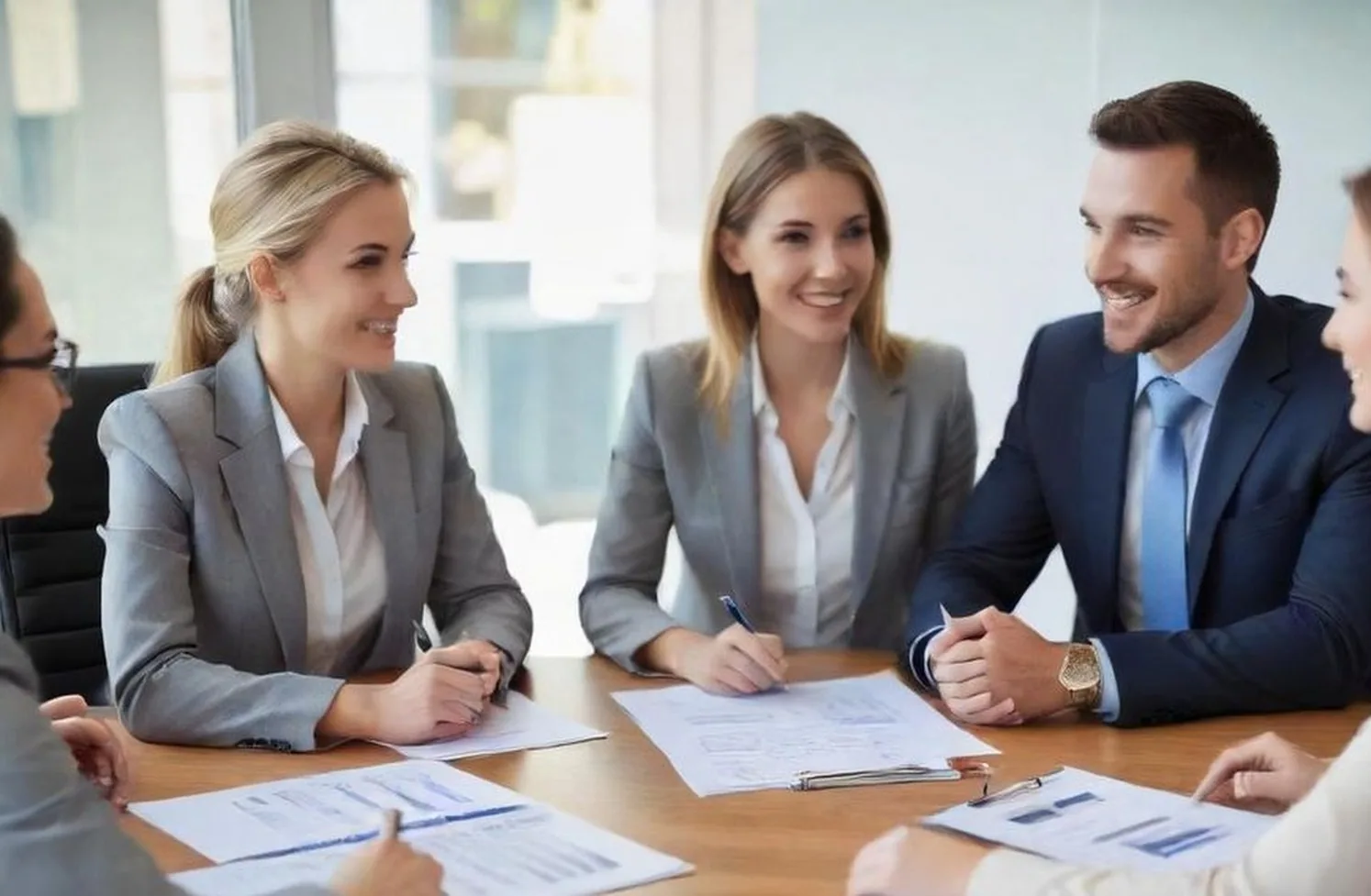 Professional sales team meeting and coaching session